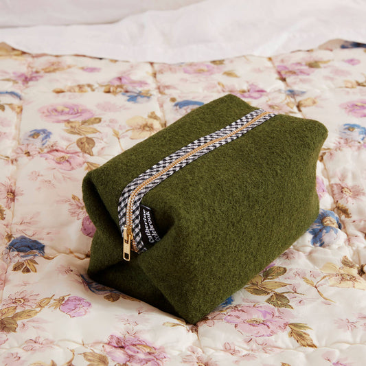 Olive Green Boxy Wash Bag