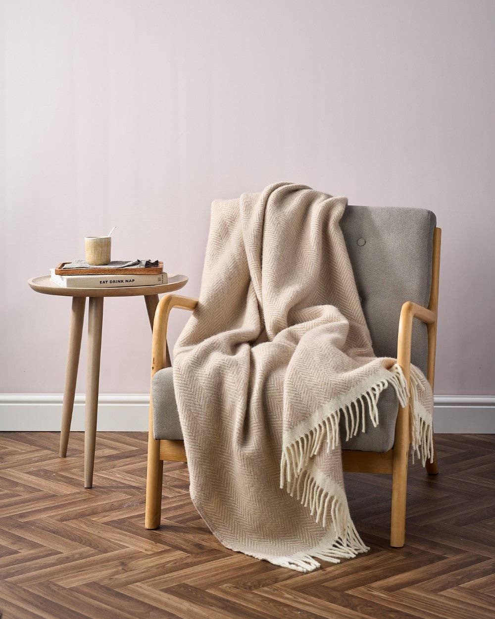 Clifton Herringbone Blanket (Bath Stone)